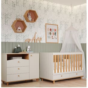 Dormitório Bebê Berço e Cômoda Casinha Permobili
