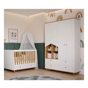 Dormitório Bebê Berço e Guarda Roupa Casinha Permobili