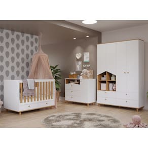 Dormitório Bebê Berço,Cômoda e Guarda Roupa Casinha Permobili