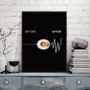 Quadro Decorativo Café Sinal Vital 24X18 Com Vidro - Preta