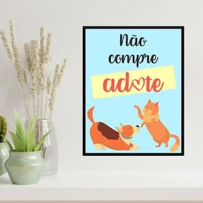 Quadro Não Compre, Adote 33X24Cm - Com Vidro