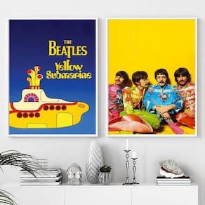 Kit 2 Quadros Beatles Yellow Submarine 24X18Cm