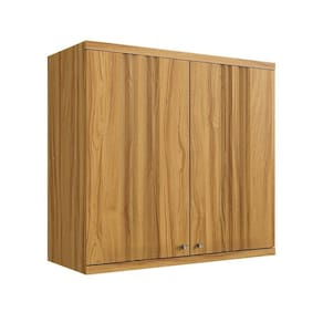 Armário Aéreo de Cozinha 80cm com 2 Portas Caneladas 100% Mdf Noruega Amendoa