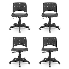 Kit 4 Cadeiras para Escritório Ergonômica Secretária Giratória Ergoplax Mais Nr17 Preto