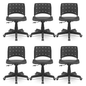 Kit 6 Cadeiras para Escritório Ergonômica Secretária Giratória Ergoplax Mais Nr17 Preto
