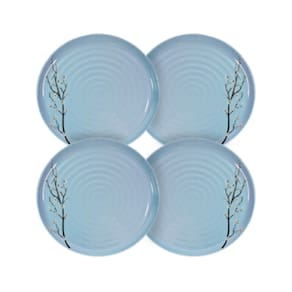 Kit 4 Pratos De Sobemesa Linha Sakura Azul 19Cm - Ad.