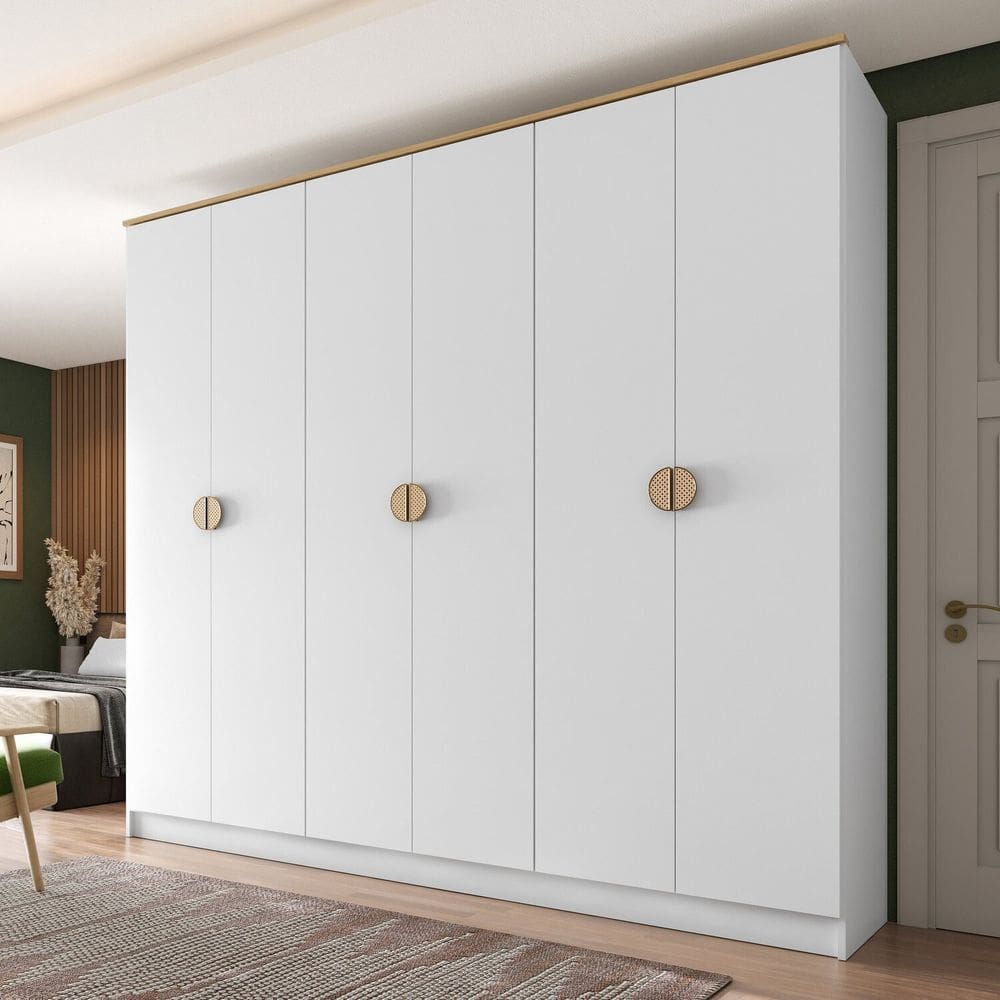 Guarda Roupa Casal 100% Mdf Bp 6 Portas 4 Gavetas Asti Branco