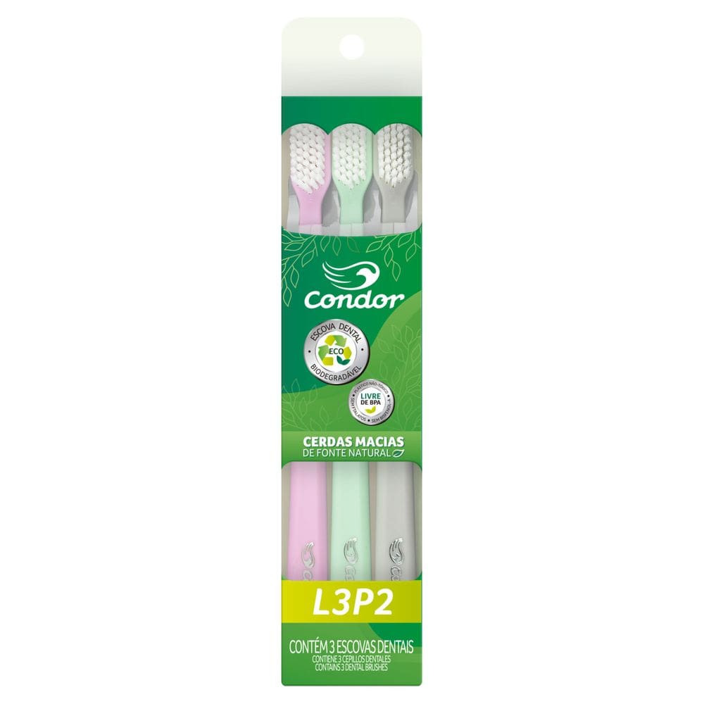 Escova Dental Macia Condor Eco Leve 3 Pague 2 Unidades