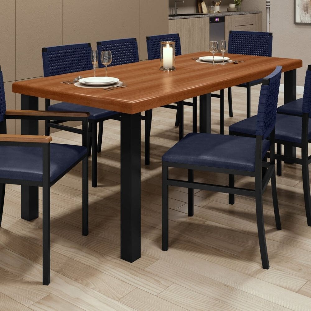 Mesa Madeira Maciça 200cm X 90cm Athenas Preto / Marrom