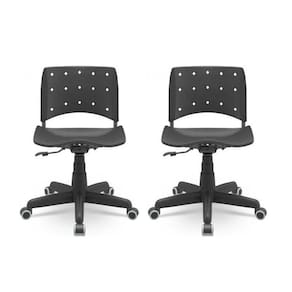 Kit 2 Cadeiras para Escritório Ergonômica Secretária Giratória Ergoplax Mais Nr17 Preto