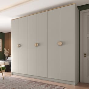 Guarda Roupa Casal 100% Mdf Bp 6 Portas 4 Gavetas Asti Panna
