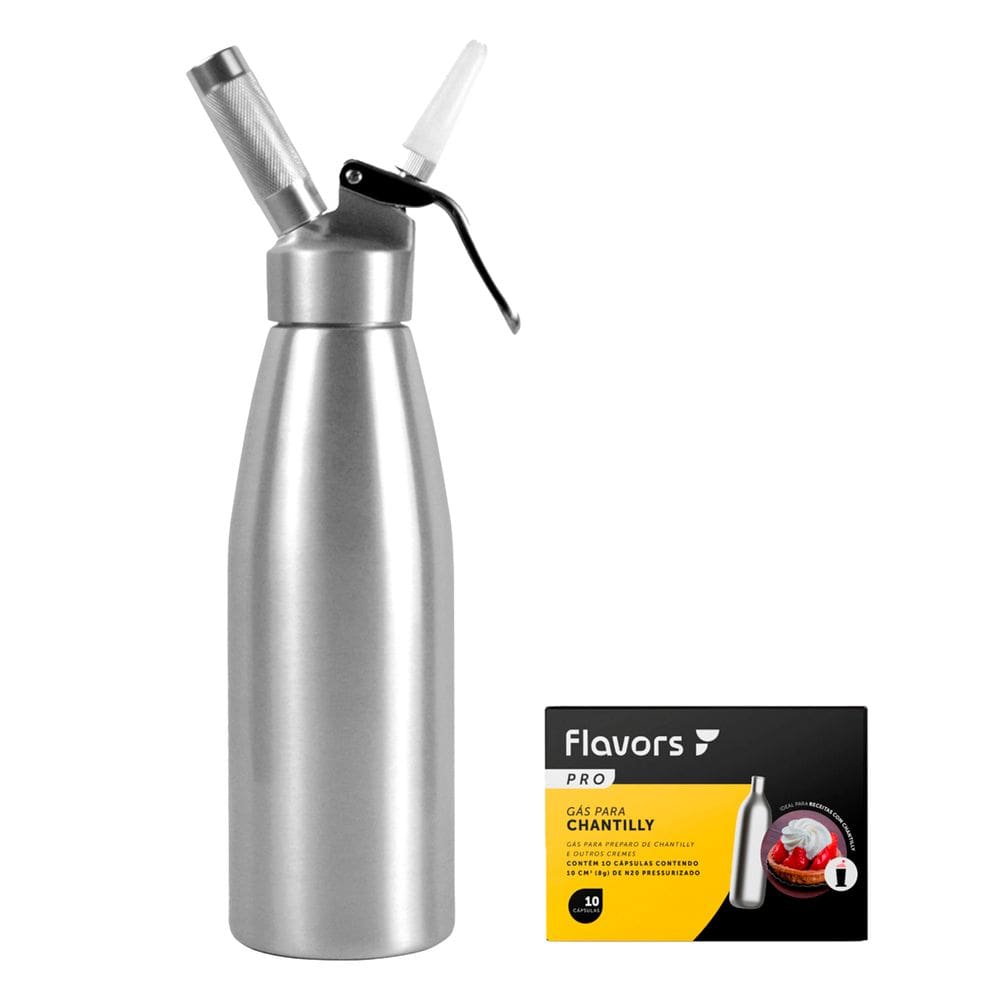 Garrafa Sifão Flavors 1l + 10 Cápsulas de Gás para Chantilly