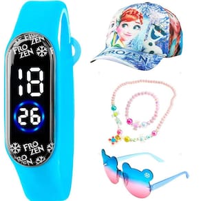 Relogio Digital Infantil + Colar Pulseira + Boné + Óculos