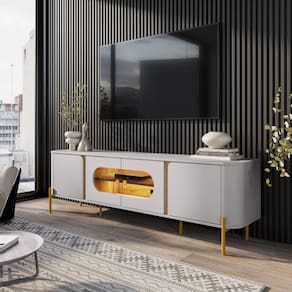 Conjunto Painel E Rack Grécia Naturalle Off White