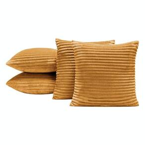 Kit 04 Almofadas Cheias Velvet Bariloche 45cm X 45cm Mostarda