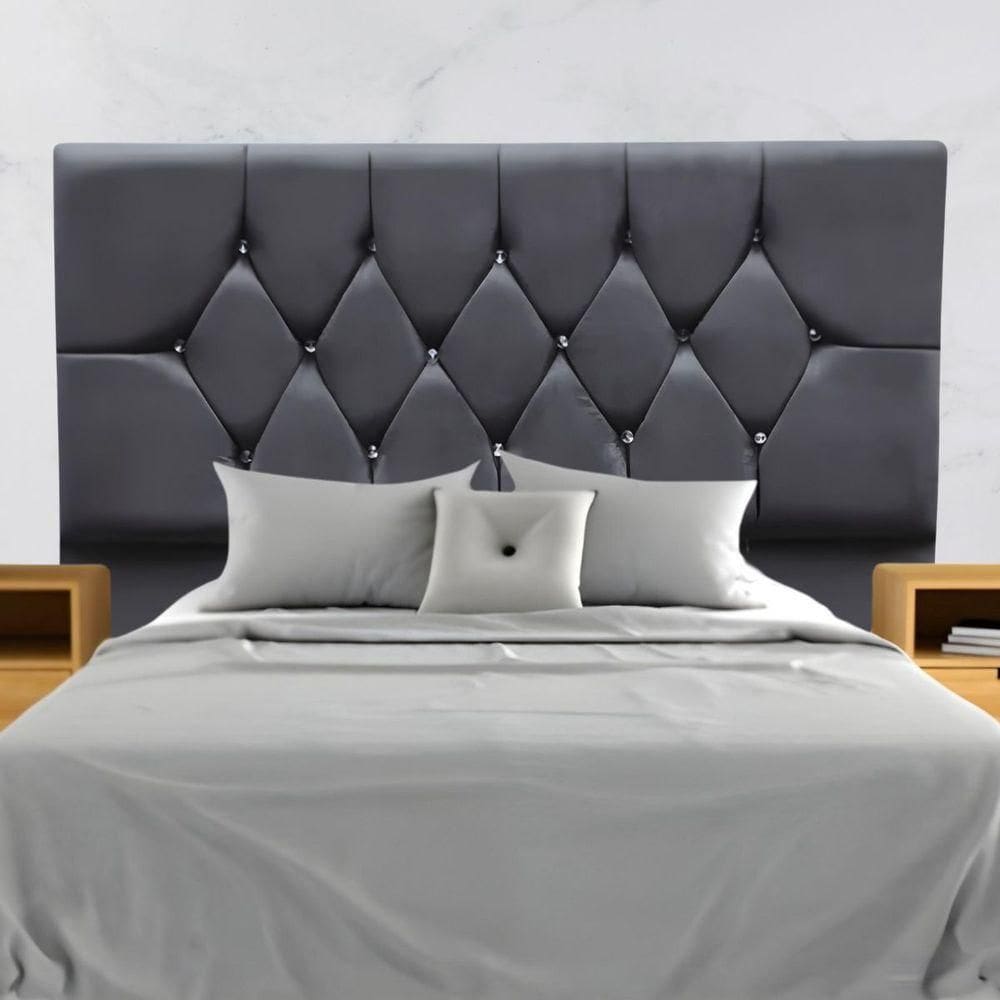 Cabeceira Para Cama Box Estofada Casal 140 Cm Suede Madri Cinza Escuro