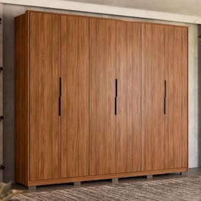 Guarda Roupa Casal Atrice 6 Portas Nogueira Touch Com Pés - Demartêz Nogueira Touch