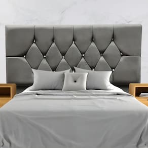 Cabeceira Estofada Cama Box Solteiro 90 Cm Suede Dubai Cinza