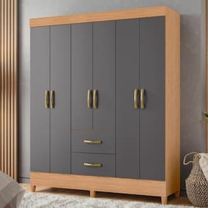 Guarda Roupa 6 Portas Cancun Freijó Titanium
