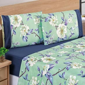 Jogo De Lençol Solteiro 200 Fios Estampado 3 Peças Naturalle Flower