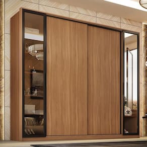 Guarda Roupa Casal Laredo 4 Portas  Amêndola Touch Com Vidro Reflecta - Demartêz