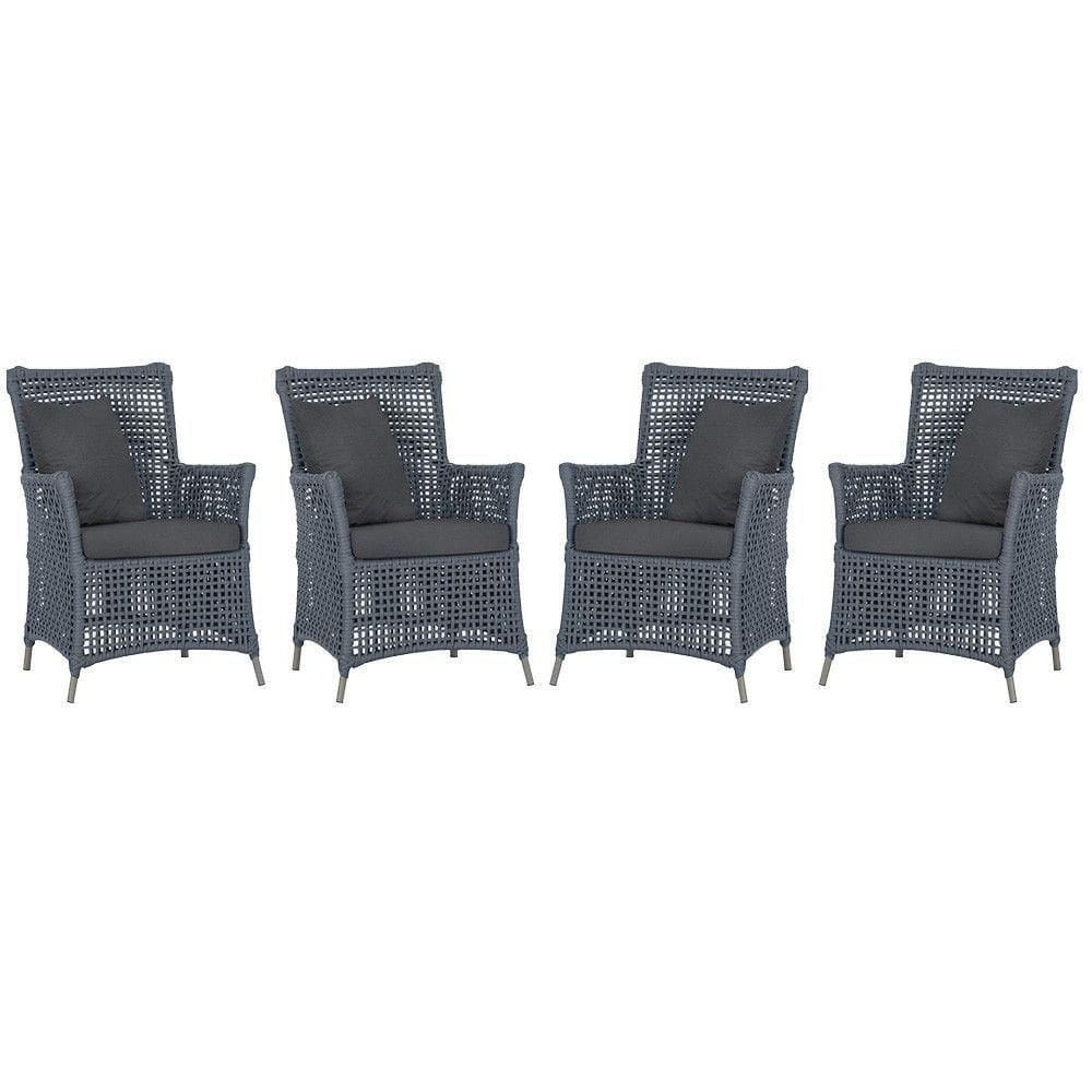 4 Poltronas Igapó Alumínio Pintura Fendi Corda Náutica E11 Prata