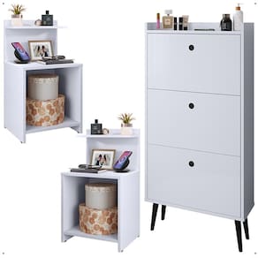 Kit Quarto 2 Mesas Cabeceira Nicho Prateleira Sapateira Vertical Organizadora 18 Pares Calçados - Lojas RPM