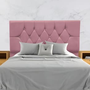Cabeceira Estofada Cama Casal Queen Size 160 Cm Suede Dubai Rosê