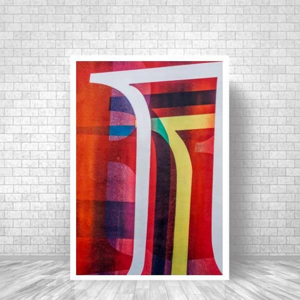 Quadro Abstrato Multicolorido Iii 45X34Cm Com Vidro Branca