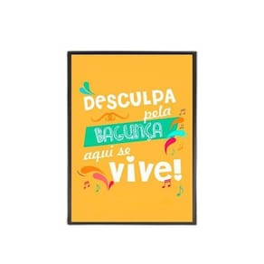 Quadro Bagunça Fundo Amarelo 33X24Cm - Com Vidro