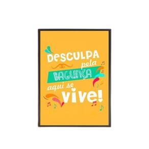 Quadro Bagunça Fundo Amarelo 33X24Cm - Com Vidro