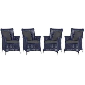 4 Poltronas Igapó Alumínio Pintura Fendi Corda Náutica E11 Azul