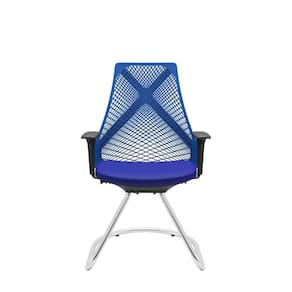 Cadeira Bix Assento Aero Azul Aproximação Cromado