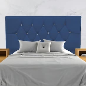 Cabeceira Estofada Cama Box Solteiro 90 Cm Suede Dubai Azul Marinho