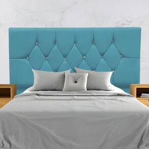 Cabeceira Para Cama Box Estofada King 195 Cm Suede Madri Azul Turquesa