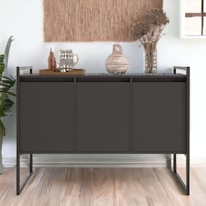 Buffet 3 Portas Aparador Londres - Preto Onix Preto Onix