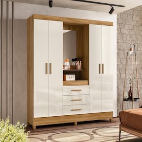 Guarda Roupa Com Espelho Cairo Freijo Off White