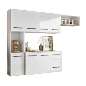 Kit Cozinha Juliete Suspensa - 7 Portas 2 Gavetas - Branco - Nicioli