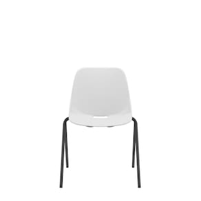 Cadeira Quick Fixa V Branco Base Metal Preto