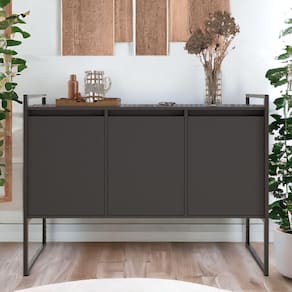 Buffet Sala De Estar 3 Portas Berlim - Preto Onix Preto Onix