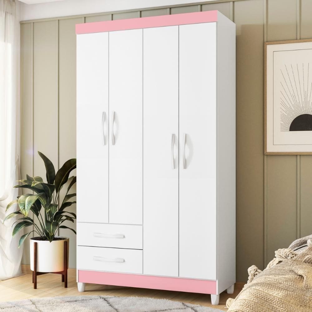 Guarda Roupa 4 Portas Valentina Rosa