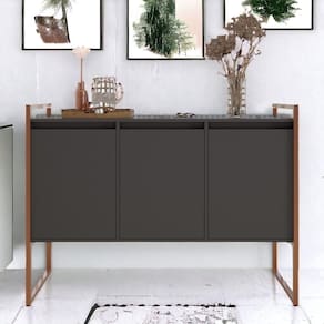 Buffet 3 Portas Aparador Londres - Preto Cobre Preto Cobre
