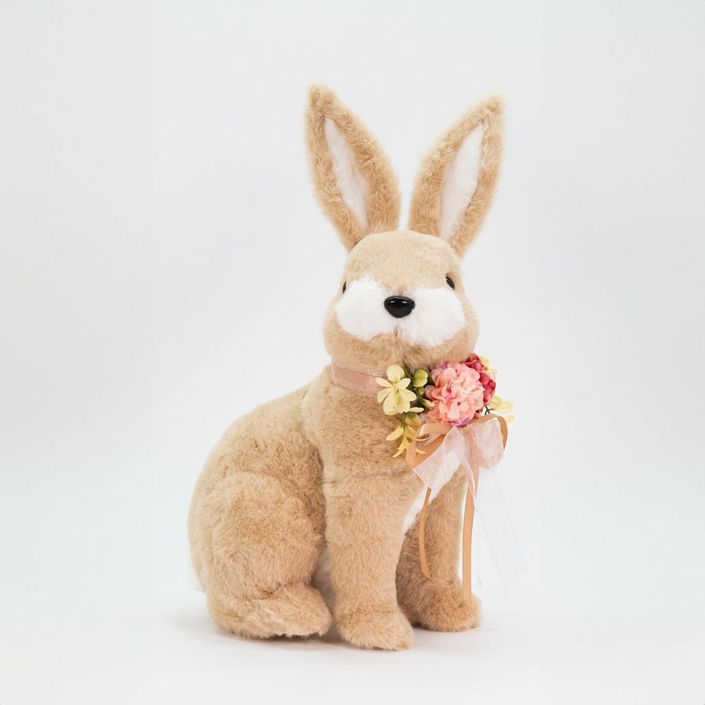 Coelho De Páscoa Enfeite Decorativo Coelhinho Bege Sentado 37cm