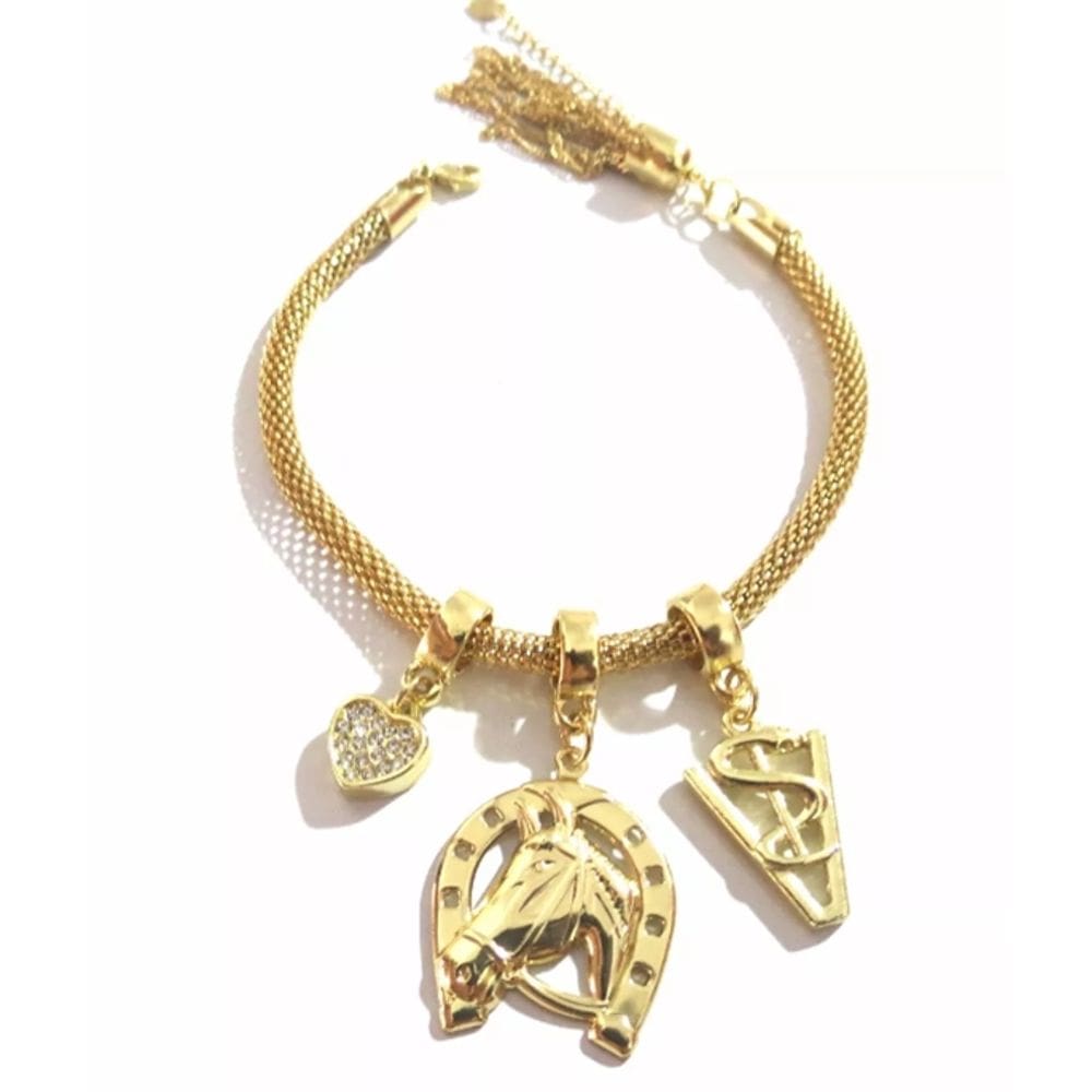 Pulseira Profissão Veterinária Folheado a Ouro 18k