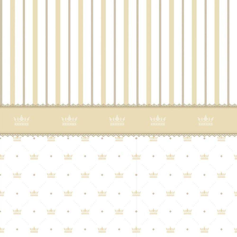Papel De Parede Listrado E Com Coroas Quarto Infantil Bebê