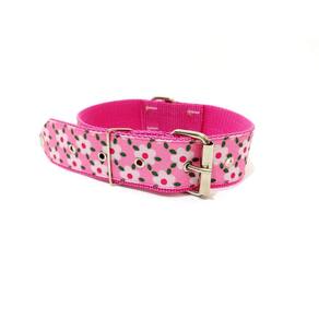 Coleira para cachorro xadrez em nylon rosa tamanho nº. 8