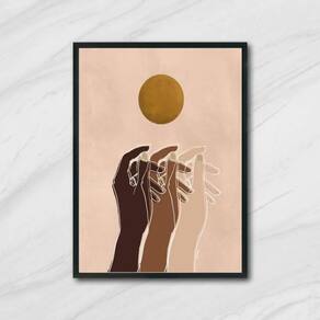 Quadro Humanity Hands 45X34Cm - Com Vidro Moldura Preta