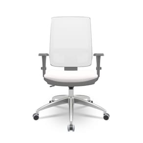 Cadeira de Escritório Presidente com Encosto Regulável Assento em Couro Ecológico Brizza NR17 Branco/Cinza