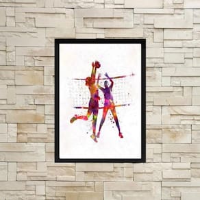 Quadro Decorativo Jogadores Volei 24X18Cm