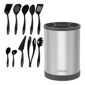 Kit Porta Utensílios Giratório E Jogo De Utensílios 10 Pçs
